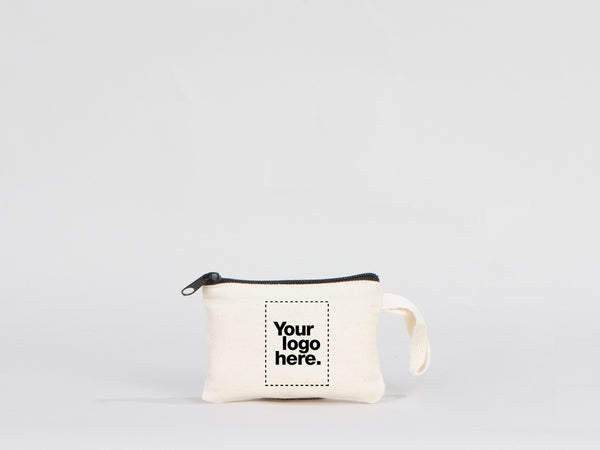Custom Coin Purse, 5"W x 3"H (12 cm x 8 cm) Zippered Coin Pouch Bag, Linen Coin Purse with Zipper, Promotional Pouch