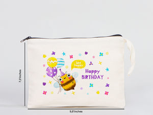 Custom Makeup Bag  10"W x 7"H - Bridesmaid Bag, Girls Trip Makeup Bag - Zippered Cosmetic Bags