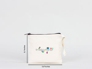Personalized Coin Purse, 6"W x 5"H (15 cm x 13 cm) Zippered Pouch Bag, Coin Pouch Bag, Linen Coin Purse with Zipper, Linen Coin Case