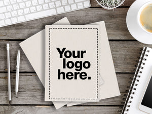 Canvas Cover Notebook 6"W x 8"H (15 cm x 20 cm) Text Logo or Photo Print 80 Blank Yellow Page Notepad Promotional Notebook