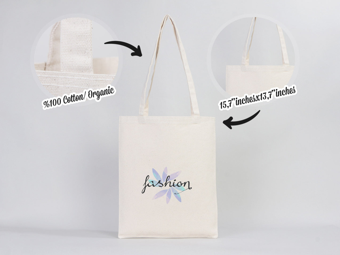 Custom Tote Bag Bulk -  14"W x 16"H (35 cm x 40 cm) -  Cotton Canvas Tote Bag - Wholesale Tote Bags with Your Logo - Custom Shop Bag