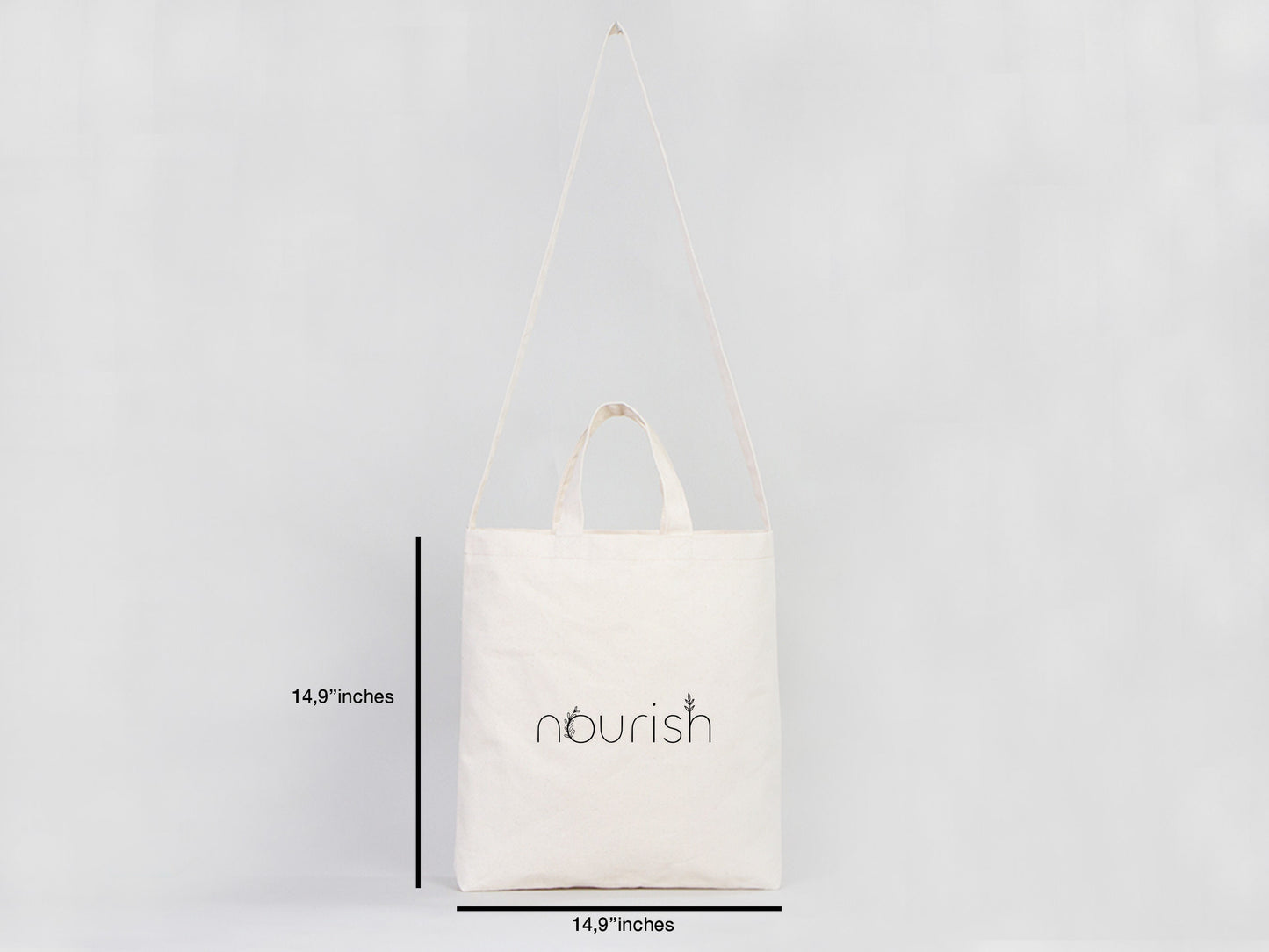 Large Canvas Tote Bag with Long Strap & Short Handles – Natural Cotton Shopping Bag