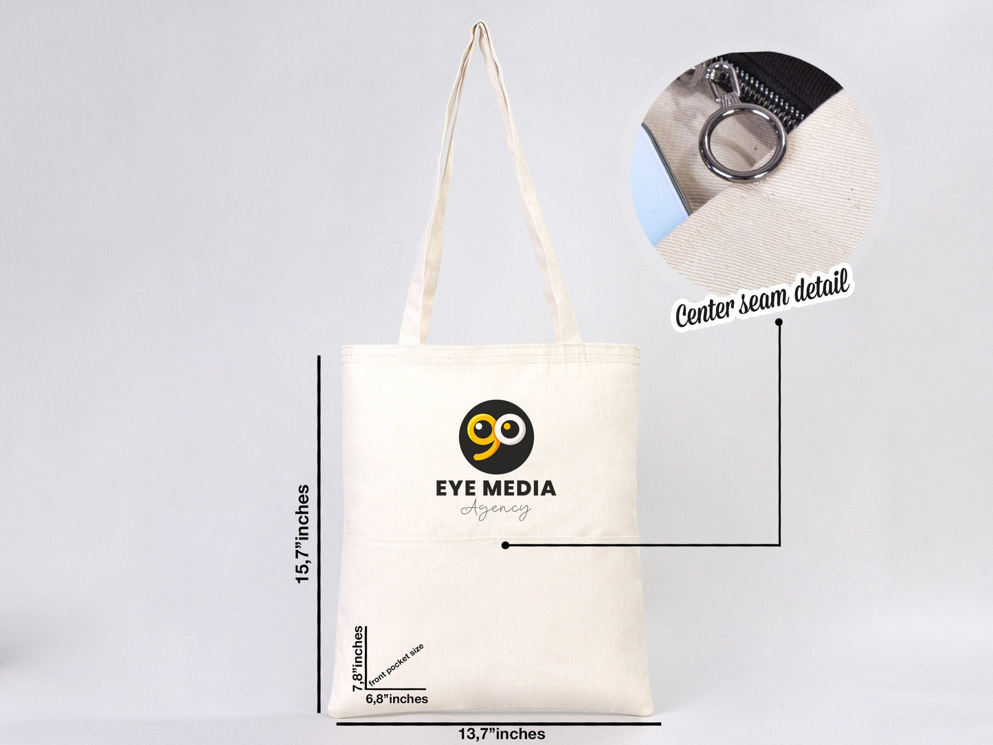 Custom Tote Bag  14"W x 16"H (35 cm x 40 cm) - Wholesale Cotton Bags with Your Logo  - Shopping Bag Print - Cotton Canvas Tote