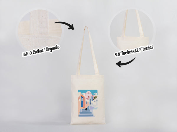 Custom Long Handle Tote Bag 10"x14" – Mini Promotional & Shopping Bag