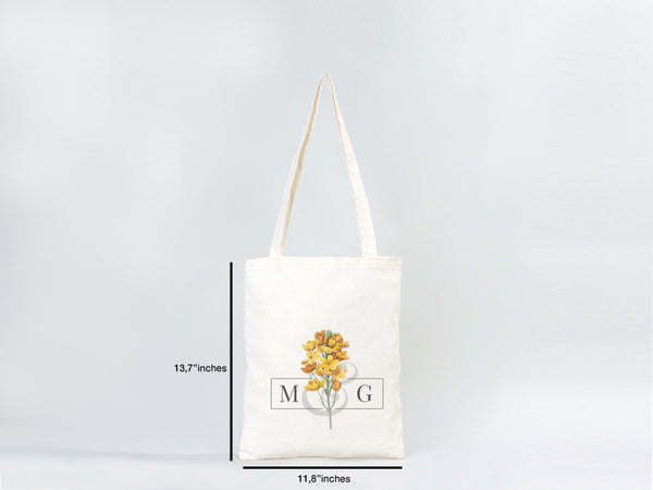 Custom Cotton Tote Bag 12"W x 14"H Personalized Shoulder Totes, Promotional Tote Bag