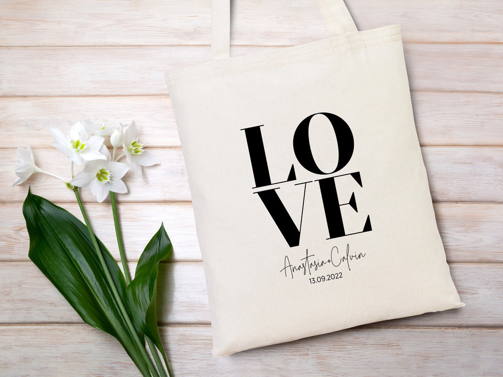 Welcome Wedding Totes Bags, Bachelorette Party  Love Tote  Bags - Love Bags For Bridal Party - Bridesmaid Gift - Love Text Bridesmaid Totes