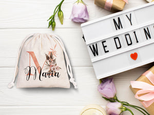 Wedding Pouch Bags, Bachelorette Party Drawstring Pouches – Personalized Bridal Cotton Bags