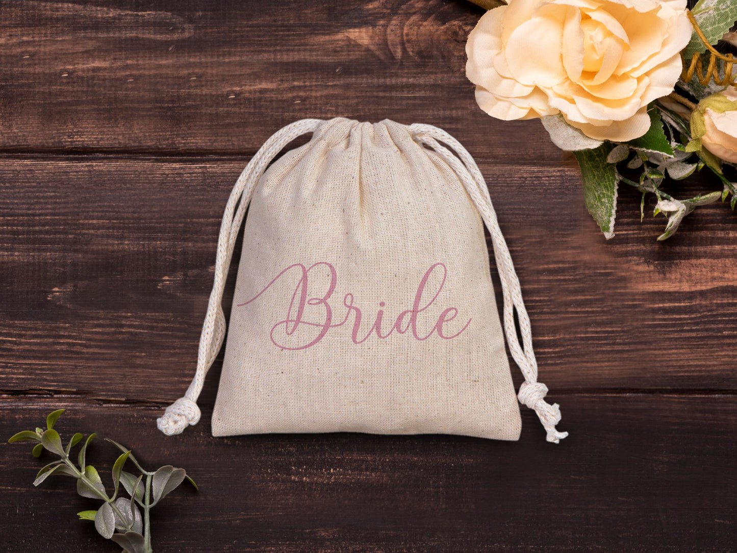 Wedding Pouch bags, Bachelorette Party drawstring pouches - Personalized Bridal Party Cotton Bag - Bridesmaid Sack for Wedding