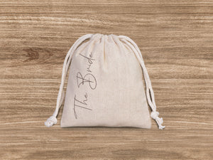 The Bride Bag, Wedding Tote for Bridal Party Cotton Pouches & Wedding Welcome Gifts