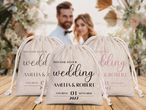 Wedding Pouch Bags – Personalized Cotton Drawstring Pouches for Bachelorette Party, Bridesmaid Gifts, Bridal Party Favors