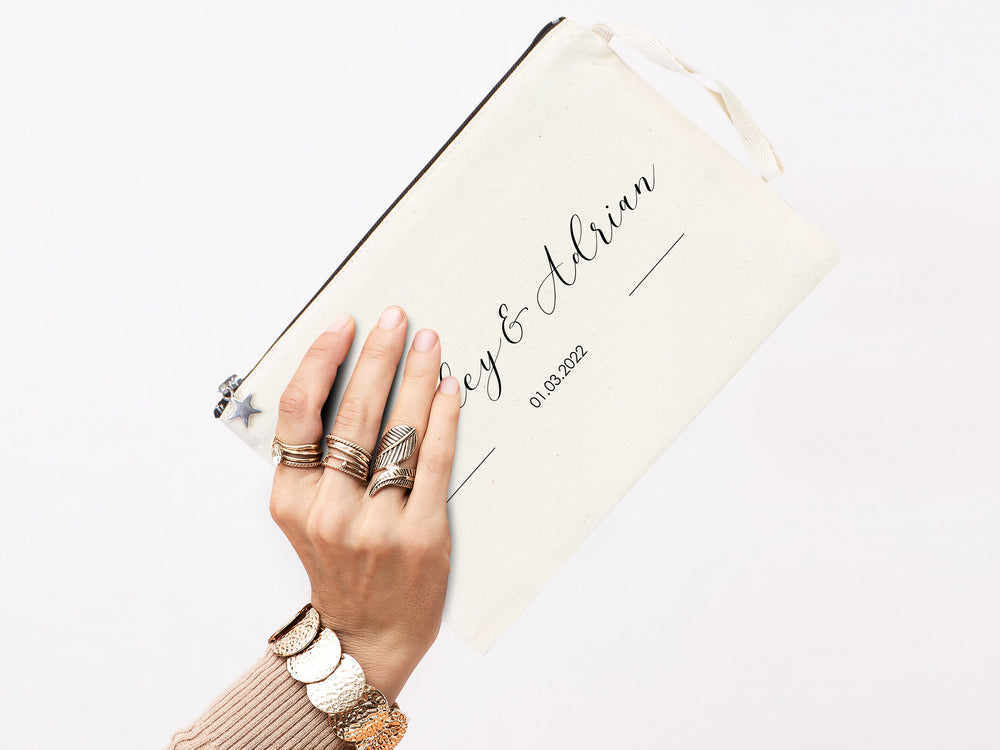 Personalized Wedding Clutch Bag – Custom Cotton Clutch Gift for Bridesmaids