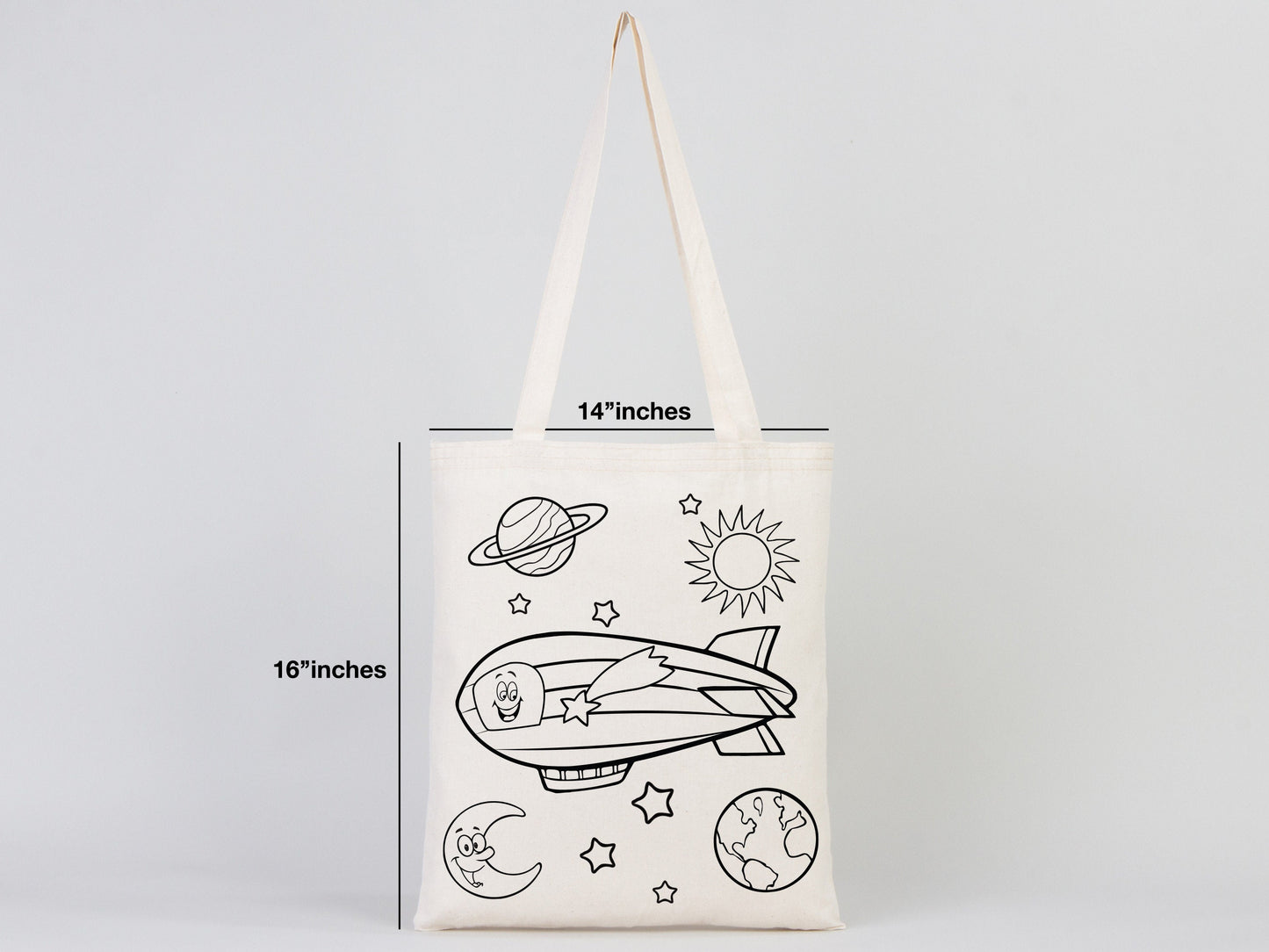 Astronaut & Zeppelin Coloring Bag 14"W X 16"H (35x40 cm) Cotton Handle