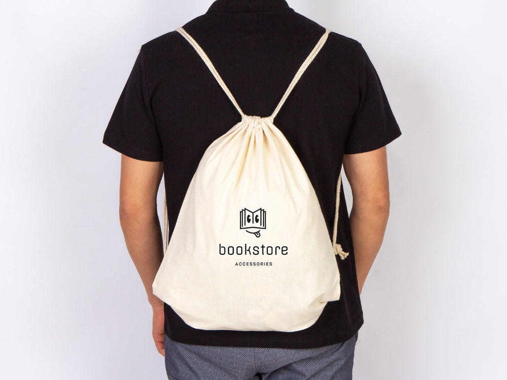 Drawstring Backpack- Material: 8oz Canvas -  Personalized Cotton Drawstring Bags Gifts For Kids and Adults -  Eco friendly Backpacks With Logo