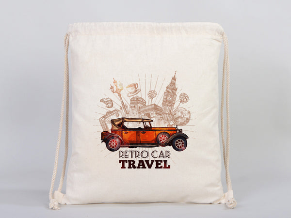 Drawstring Backpack- Material: 8oz Canvas -  Personalized Cotton Drawstring Bags Gifts For Kids and Adults -  Eco friendly Backpacks With Logo