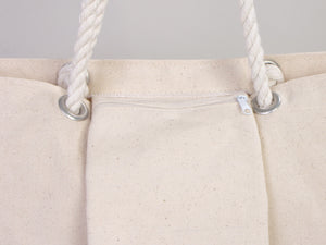 Large Blank Canvas Tote Bag with Zippered Inner Pocket – 19"x16"x4" Heavy-Duty Cotton