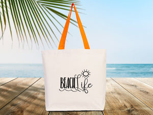 Beach Canvas Bags  19"W x 16"H x 4"L - Travel and Beach Bags - Welcome Wedding Bag