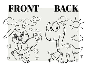 Custom Drawstring Backpacks - 14"W x 16"H (35 cm x 40 cm)  Dinosaur and Rabbit Designs - Kids Art Set - Cotton Drawstring Bags for Kids & Schools