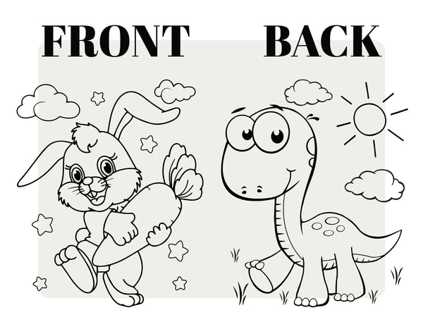 Custom Drawstring Backpacks - 14"W x 16"H (35 cm x 40 cm)  Dinosaur and Rabbit Designs - Kids Art Set - Cotton Drawstring Bags for Kids & Schools
