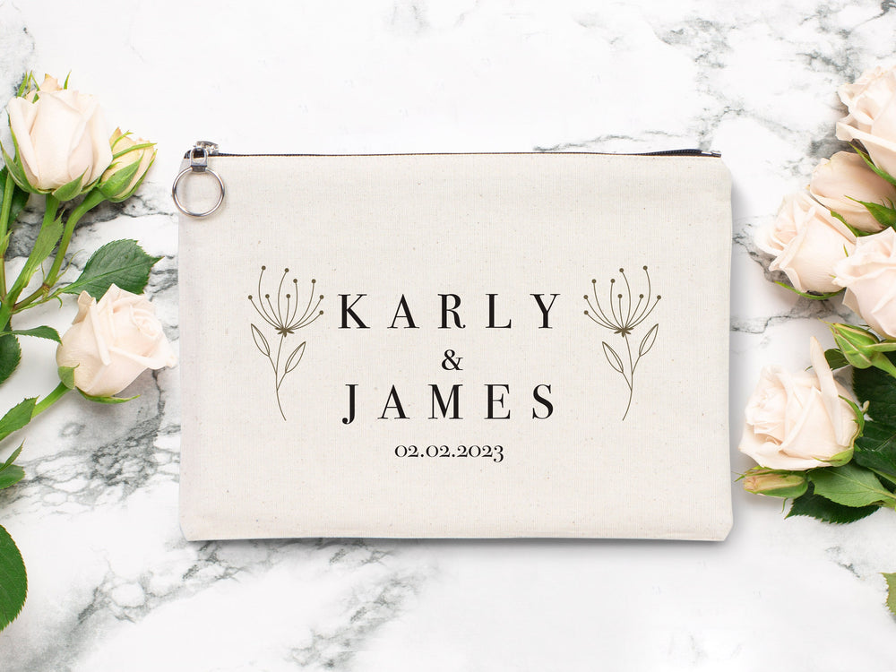 Wedding Clutch Bag – Personalized Bridal & Bridesmaid Gift with Zipper