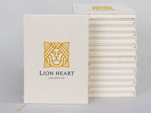 Canvas Cover Notebook 6"W x 8"H (15 cm x 20 cm) Text Logo or Photo Print 80 Blank Yellow Page Notepad Promotional Notebook