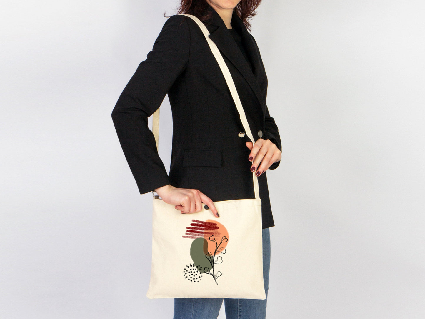 Canvas Messenger Bag - 11"W x 13"H (28 cm x 33 cm)  - Custom Print Crossbody Bag - Saddlebag