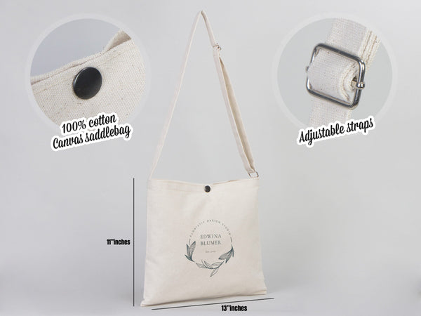 Canvas Messenger Bag – 11"W x 13"H Custom Crossbody Saddlebag