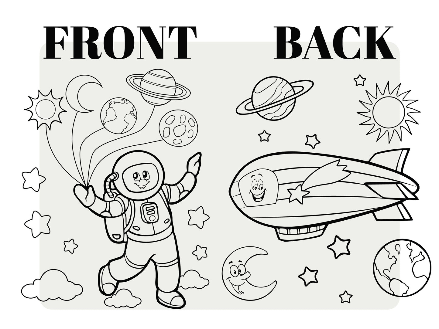 Astronaut & Zeppelin Coloring Bag 14"W X 16"H (35x40 cm) Cotton Handle