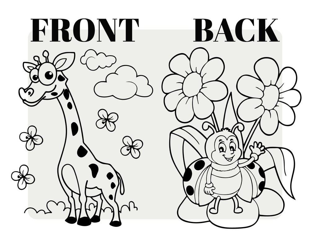 Giraffe and Bee Coloring Bag  14"W x 16"H (35x40 cm), NO PENCIL In This Package, Eco Friendly Coloring For Kids, Gift For Parent, Coloring Activities For Kids