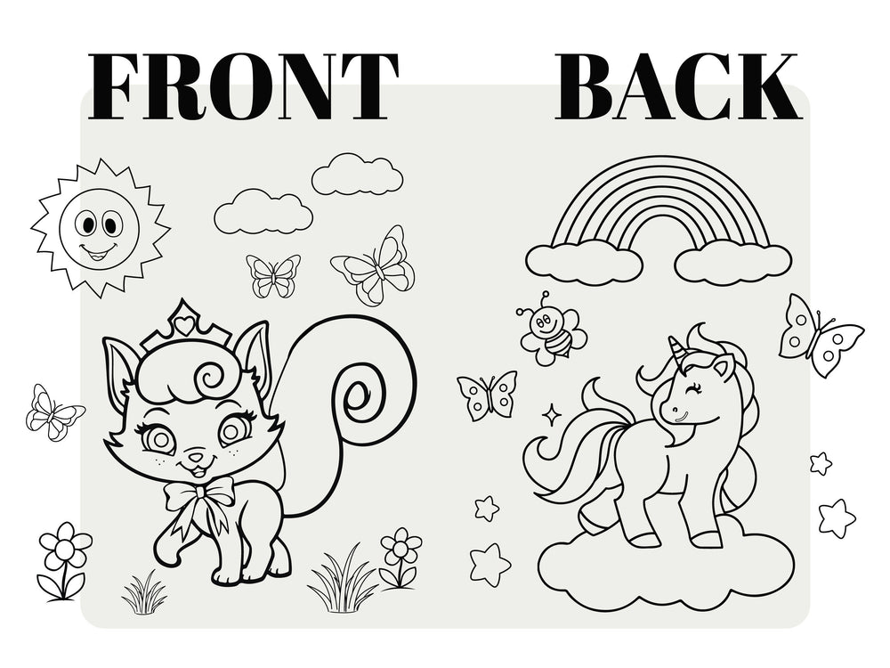 Coloring Unicorn And Cat - 14"W x 16"H (35 cm x 40 cm) Kids Bag Coloring Bag Cotton Drawstring Bags For Kids & Schools, NO PENCIL