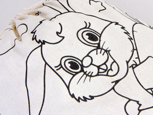Custom Drawstring Backpacks - 14"W x 16"H (35 cm x 40 cm)  Dinosaur and Rabbit Designs - Kids Art Set - Cotton Drawstring Bags for Kids & Schools