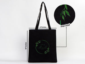 Black Canvas Tote Bag – Large 14"x16" Eco-Friendly Cotton Shopping Bag