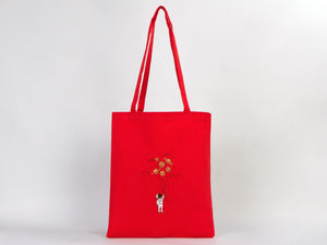 Red Canvas Custom Tote Bags 14"W x 16"H – Personalized Cotton Shopping & Gift Bags