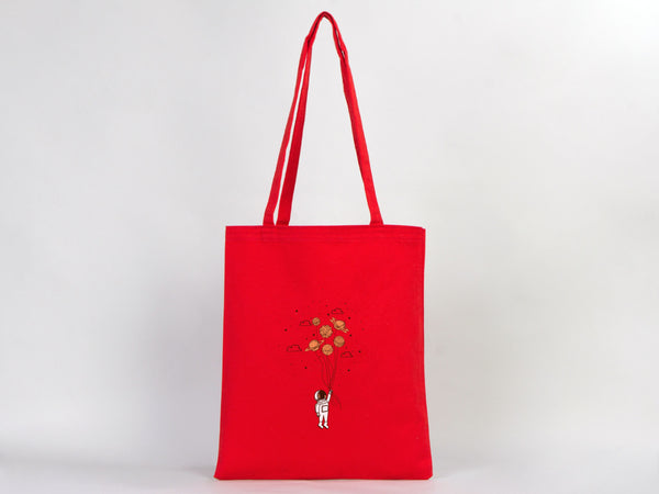 Red Canvas Custom Tote Bags 14"W x 16"H – Personalized Cotton Shopping & Gift Bags