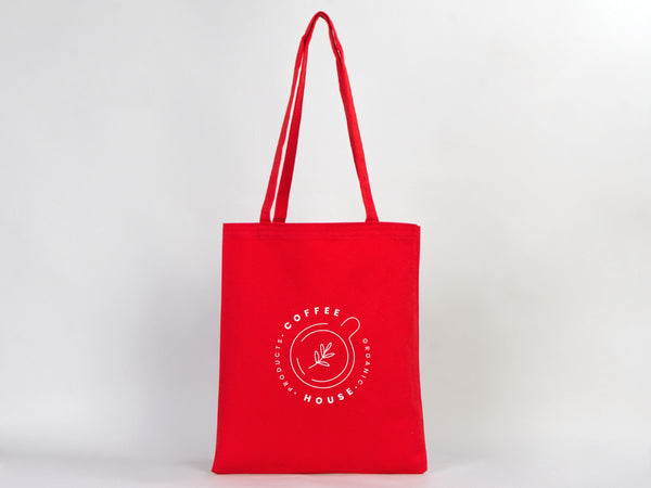 Red Canvas Custom Tote Bags 14"W x 16"H – Personalized Cotton Shopping & Gift Bags