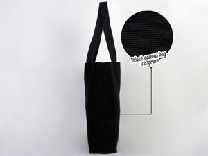 Black Canvas Beach Bag 19"x16"x4" – Large Eco-Friendly Tote for Shopping & Travel