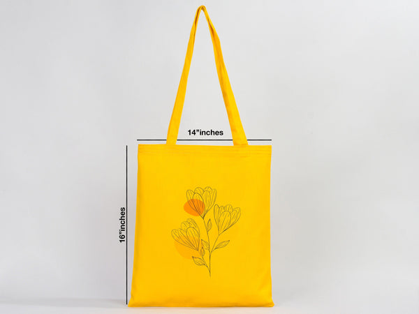 Yellow Gabardine Tote Bag – 14"x16" Blank Reusable Cotton Bag