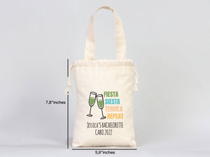 Fiesta Siesta Tequila Repeat 6"W x 8"H (15.5 cm x 20 cm) -  Hangover Kit Pouch  -  Bachelorette Party - Mexico Survival Kit - Custom Print Bags For Party