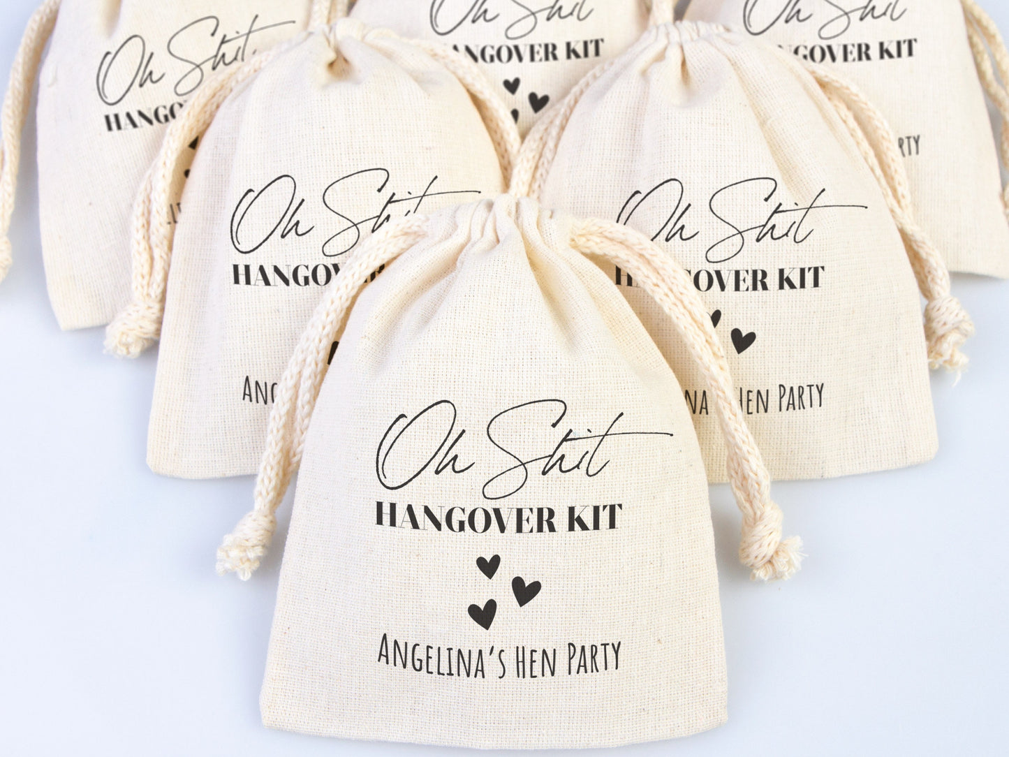 Oh Shit Kit hangover kit bags With Your name, Bachelorette Party, Survival Kits, Hangover Kits, Organic Pouches, Custom Bags