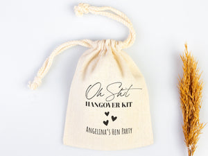 Oh Shit Kit hangover kit bags With Your name, Bachelorette Party, Survival Kits, Hangover Kits, Organic Pouches, Custom Bags