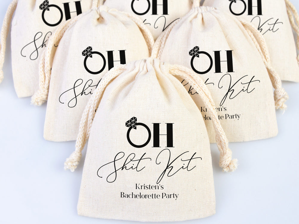 Oh Shit Kit hangover kit, Survival kit, Custom  With Your name or Design,  Bachelorette Party, Survival Kits, Hangover Kits, Organic Pouches
