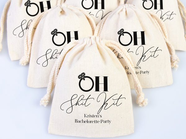 Oh Shit Kit hangover kit, Survival kit, Custom  With Your name or Design,  Bachelorette Party, Survival Kits, Hangover Kits, Organic Pouches