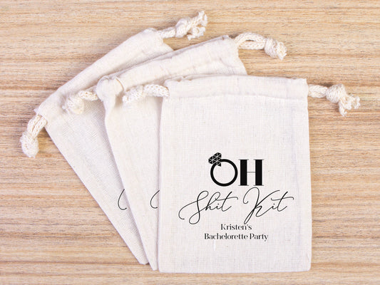 Oh Shit Kit hangover kit, Survival kit, Custom  With Your name or Design,  Bachelorette Party, Survival Kits, Hangover Kits, Organic Pouches