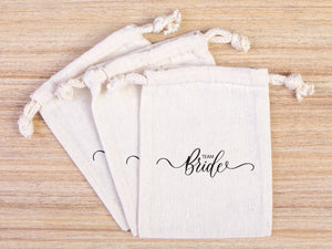 Team Bride Drawstring Pouches – Wedding Favor Bags – Bachelorette Party Gift Bags