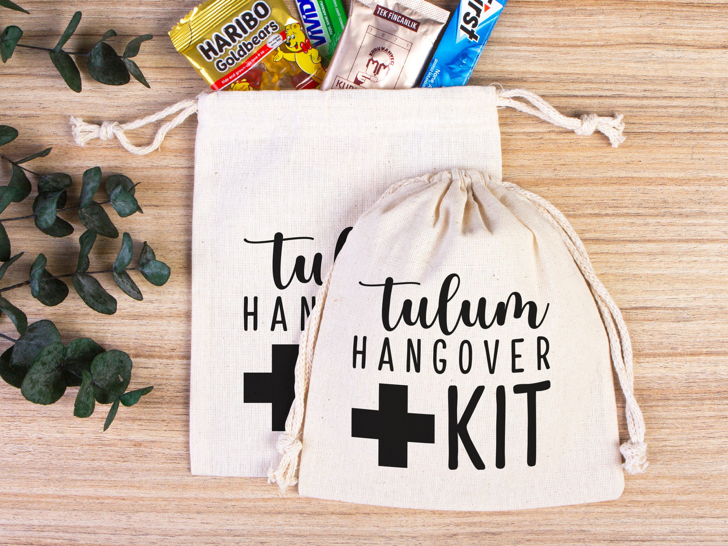 Tulum Hangover Kit Bags, Survival Kit Bags Wedding Recovery Kit Party Bachelorette Birthday Party, Organic Cotton Drawstring Pouchs Bag