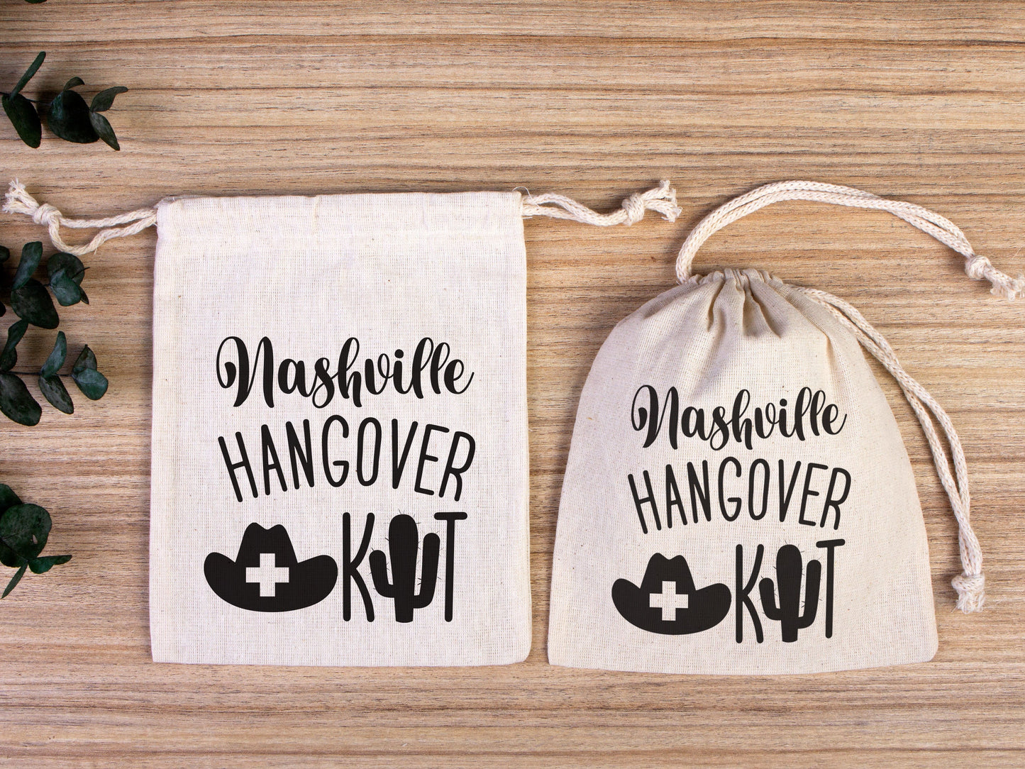 Nashville Hangover Kit Bags, Survival Kit Bags Wedding Recovery Kit Party Bachelorette Birthday Party, Organic Cotton Drawstring Pouchs Bag