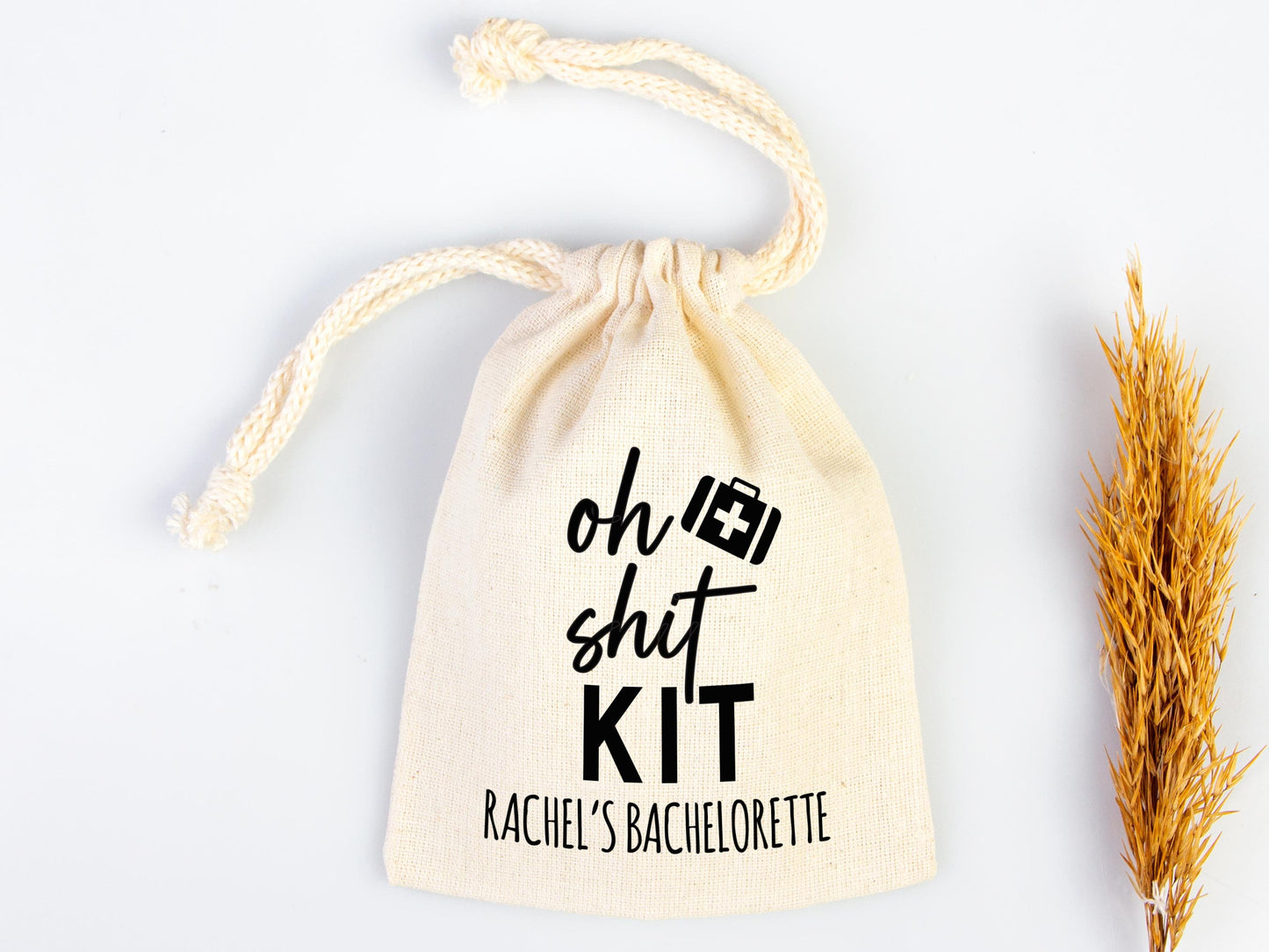 Oh Shit Kit Bags, Bachelorette Hangover kit Bags, Survival, Recovery Kit Party Custom Name Print, Cotton Drawstring Pouchs Bag