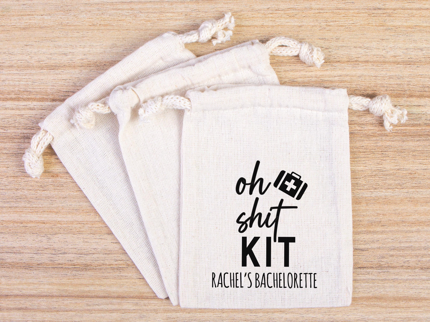 Oh Shit Kit Bags, Bachelorette Hangover kit Bags, Survival, Recovery Kit Party Custom Name Print, Cotton Drawstring Pouchs Bag