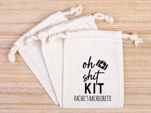 Oh Shit Kit Bags – Bachelorette Hangover & Recovery Cotton Pouches