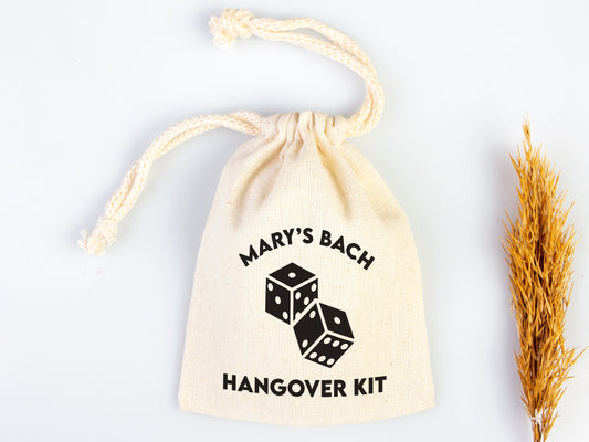 Hangover Kit Bags, Party Recovery Kit Bags - Survival kit pouch - Hangover bags - Bachelorette Party - Custom Print Cotton Bags