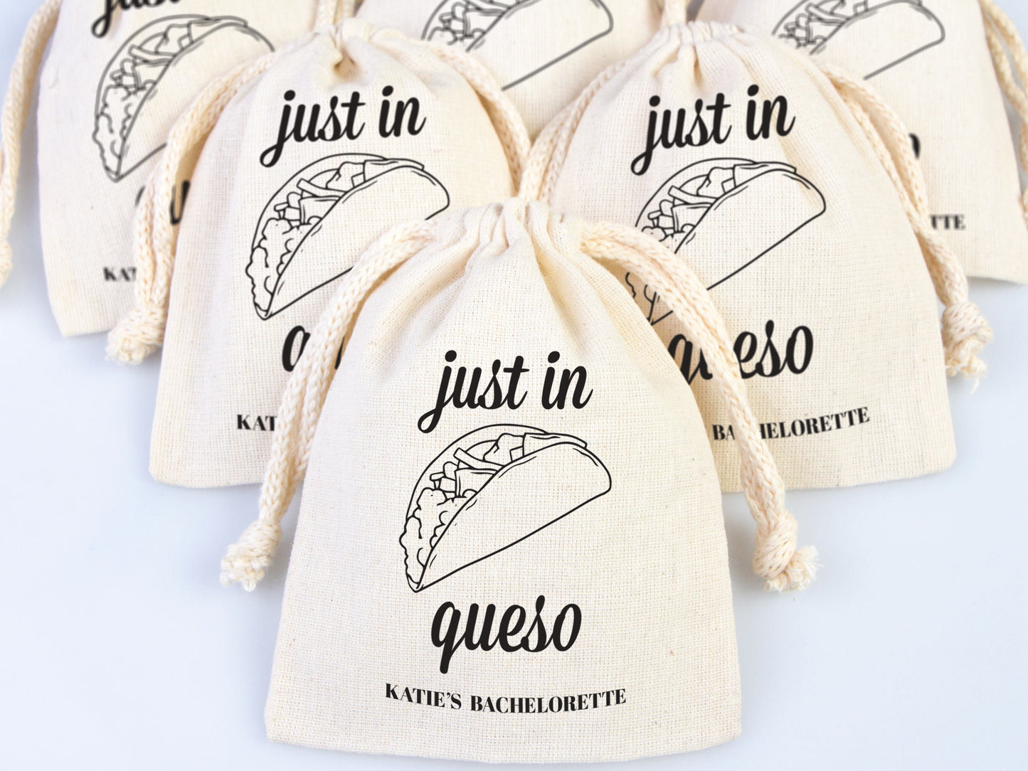 Just in queso bags Hangover kit Bags, Party Bags, Survival, Recovery Kit Party Custom Name Print, Organic Cotton Drawstring Pouchs Bag